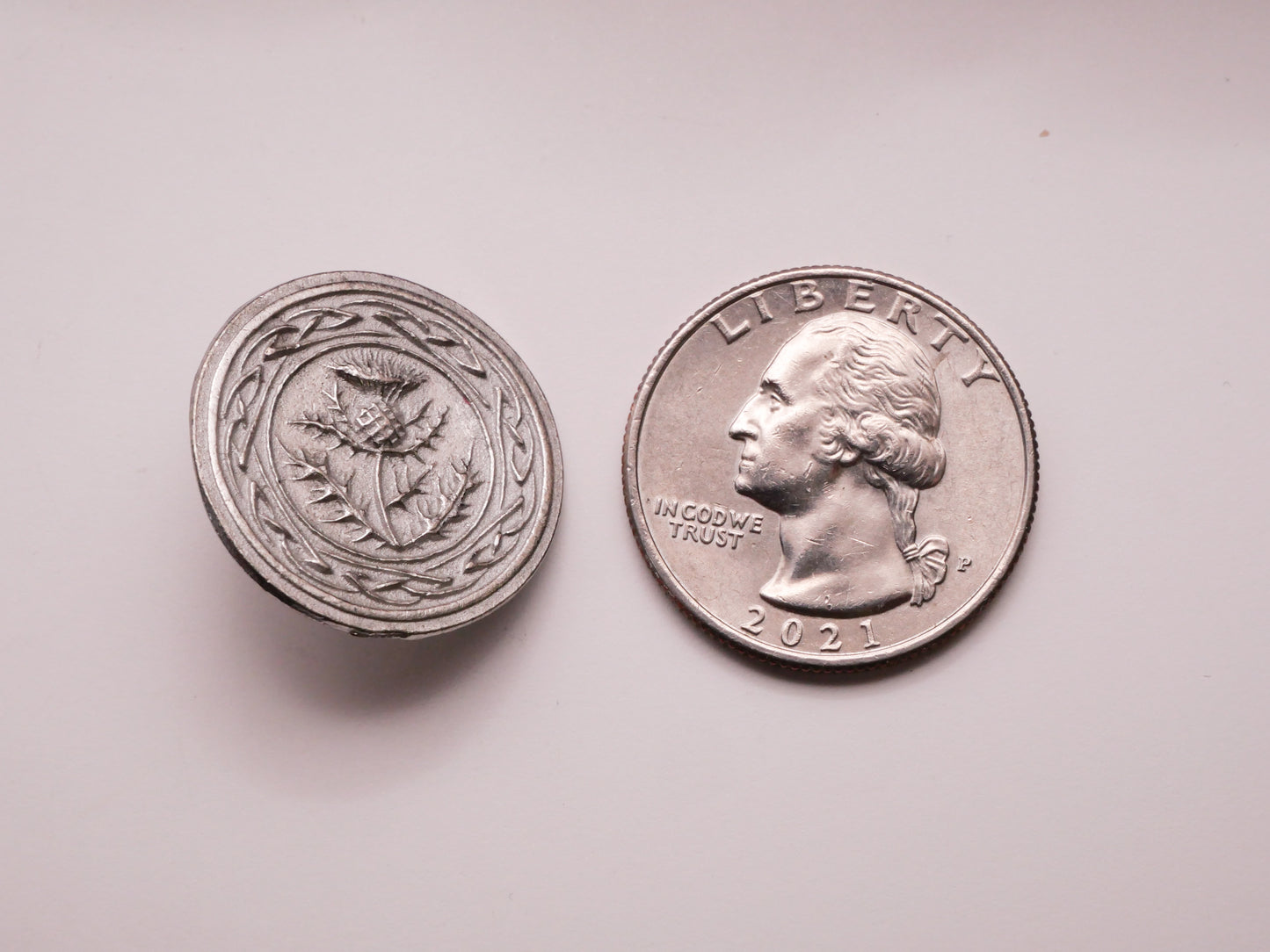 Thistle Celtic Knot Pewter Metal Randy Miller Button 23mm
