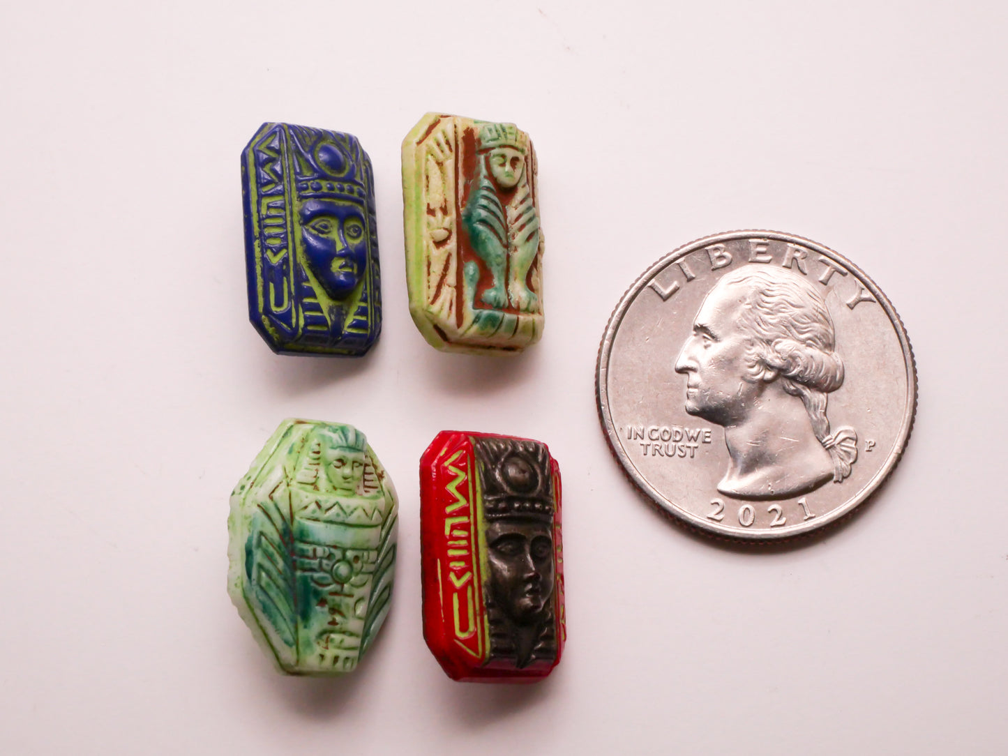 Pharaoh Egypt Faces Carved Look Glass Button Various 12-19mm