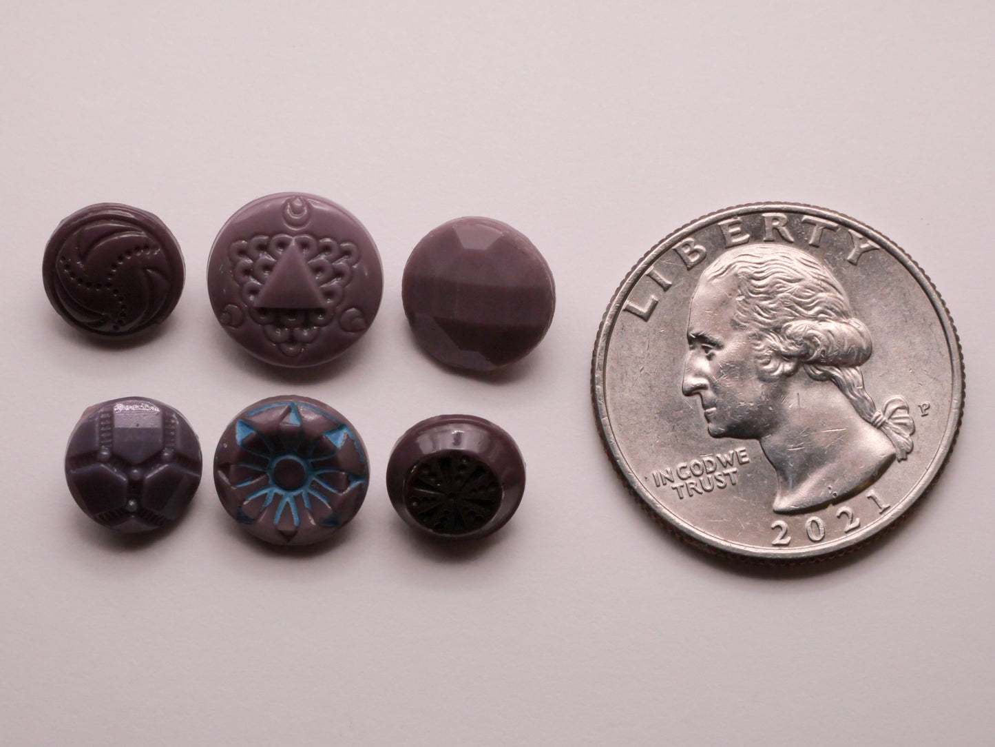 Purple Opaque Vintage Glass Button Various 9-12mm
