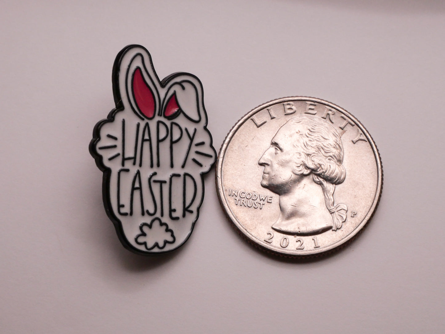 Happy Easter Bunny Rabbit Verbal Enamel Metal Button 20x30mm