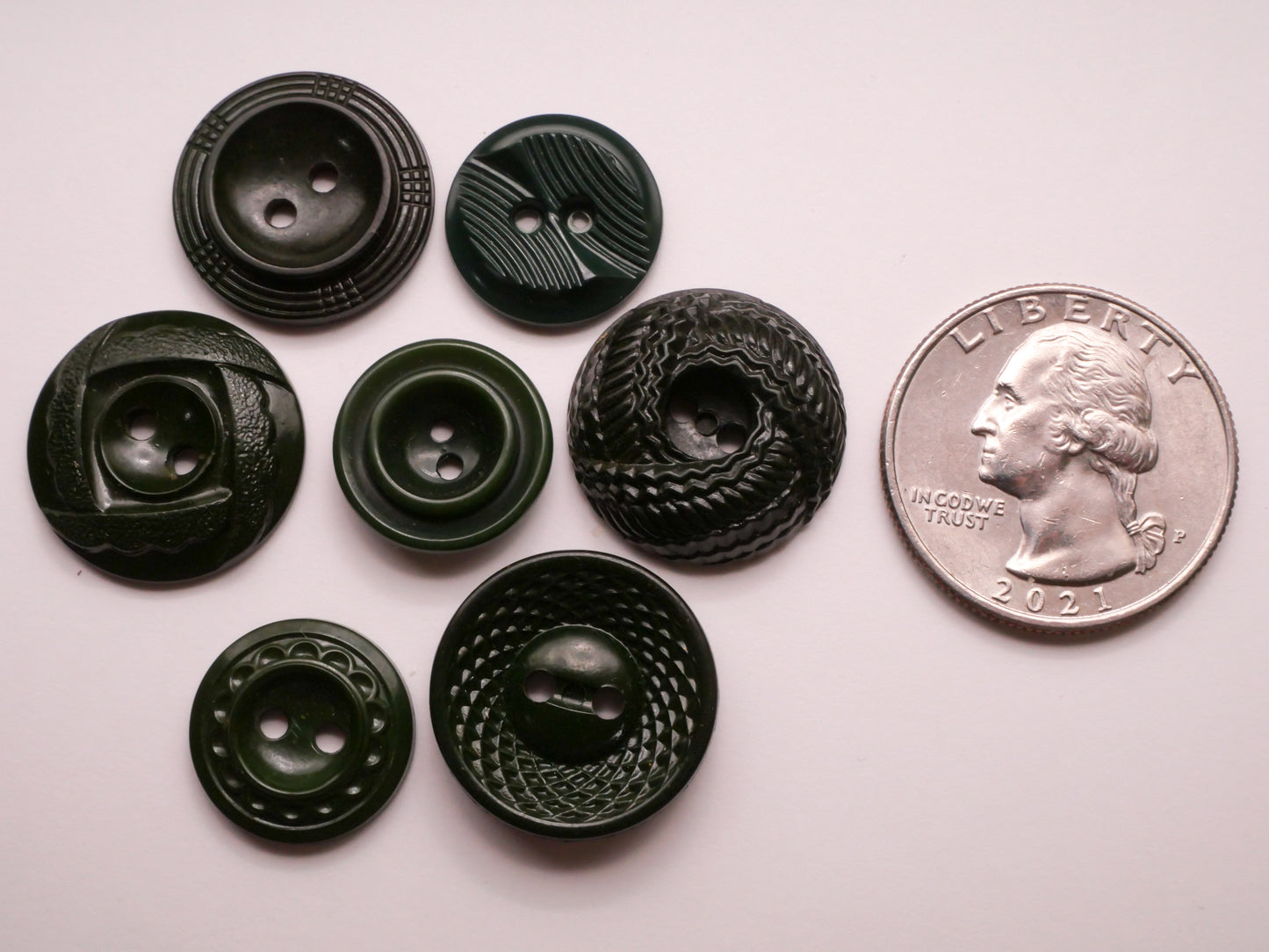 Dark Green Housecoat Vintage Plastic Button Various 15-19mm