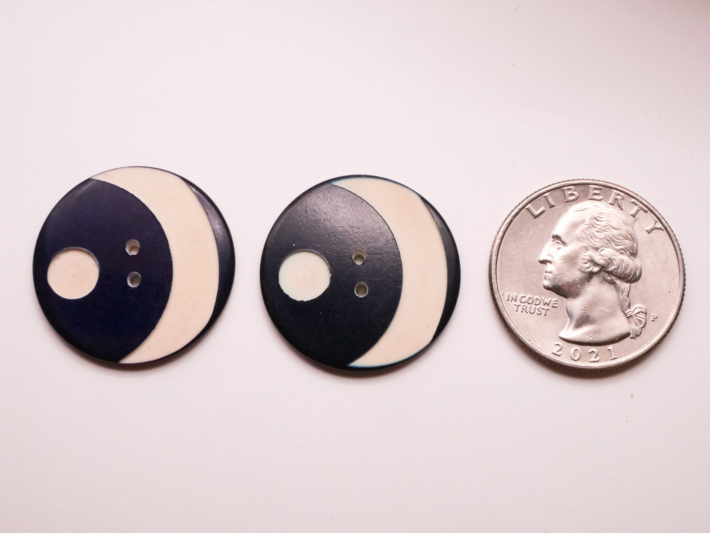 Crescent Moon Dot Blue Carved Casein Vintage Button Various 25mm
