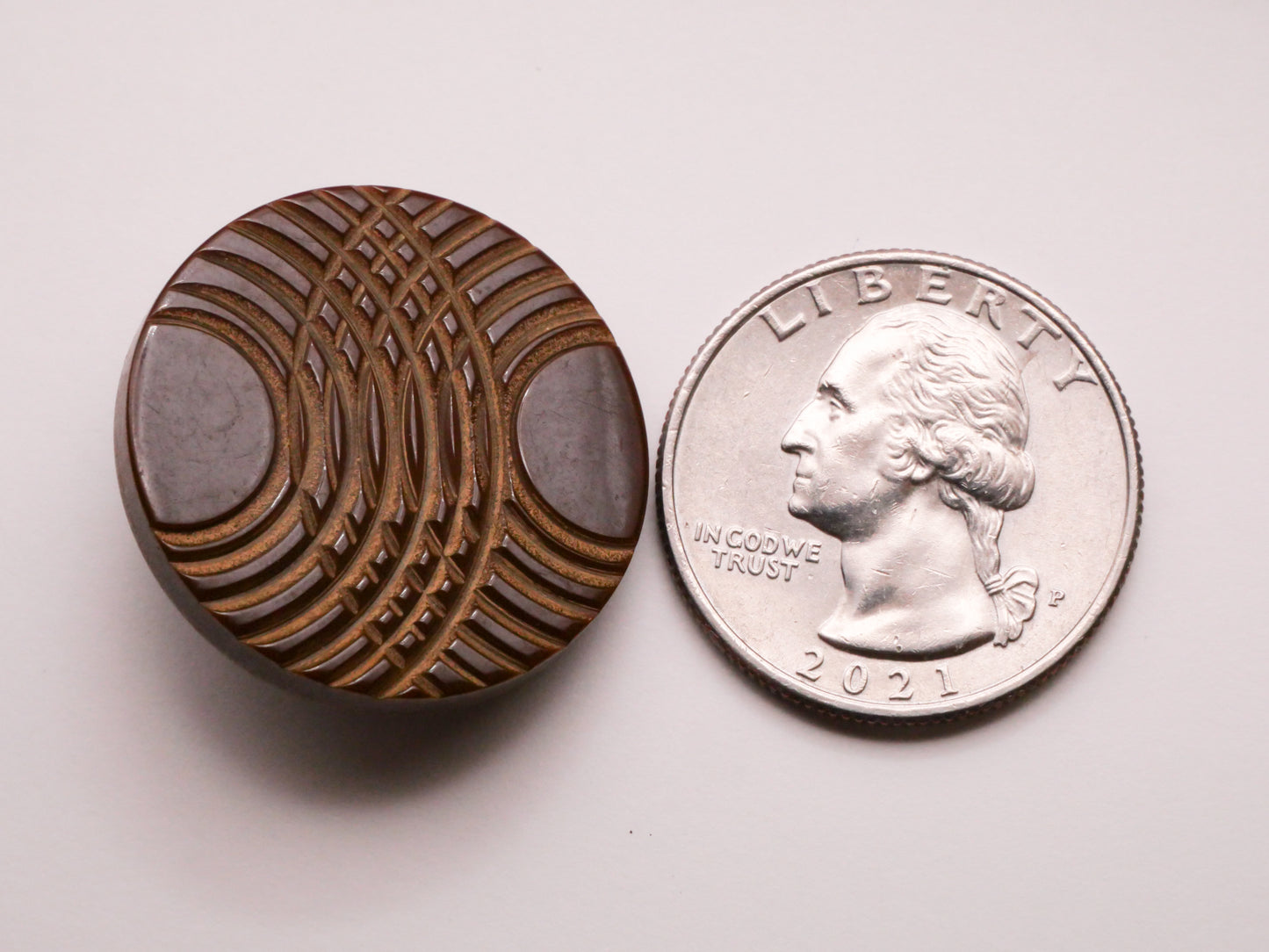 Crop Circle Carved Brown Early Plastic Button 27mm