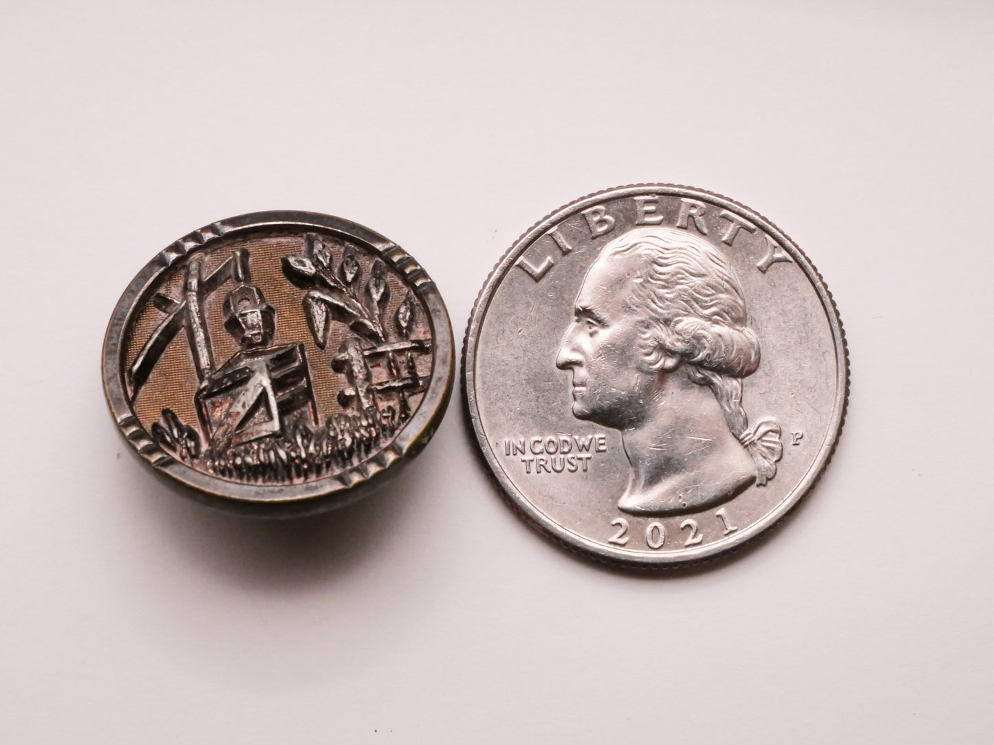 Water Well Plants Metal Picture Button 22mm