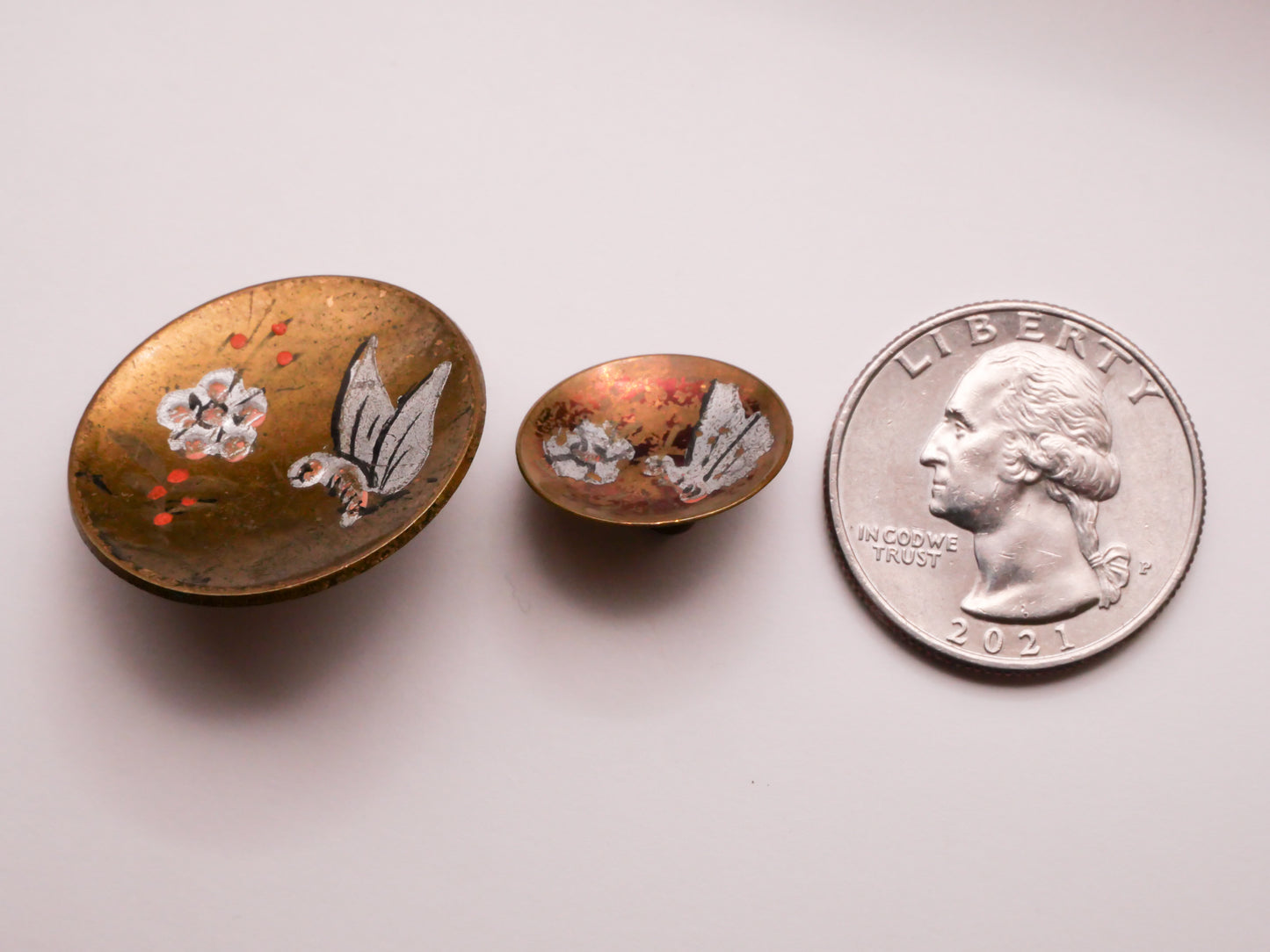 Butterfly Flower Hand-Painted Brass Cup Metal Button Various 17-27mm