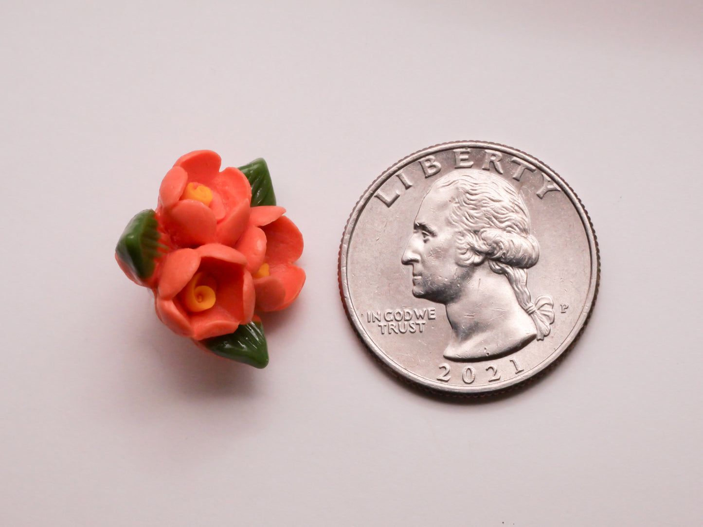 Flower Trio Coral Orange Plastic Button 19x20mm