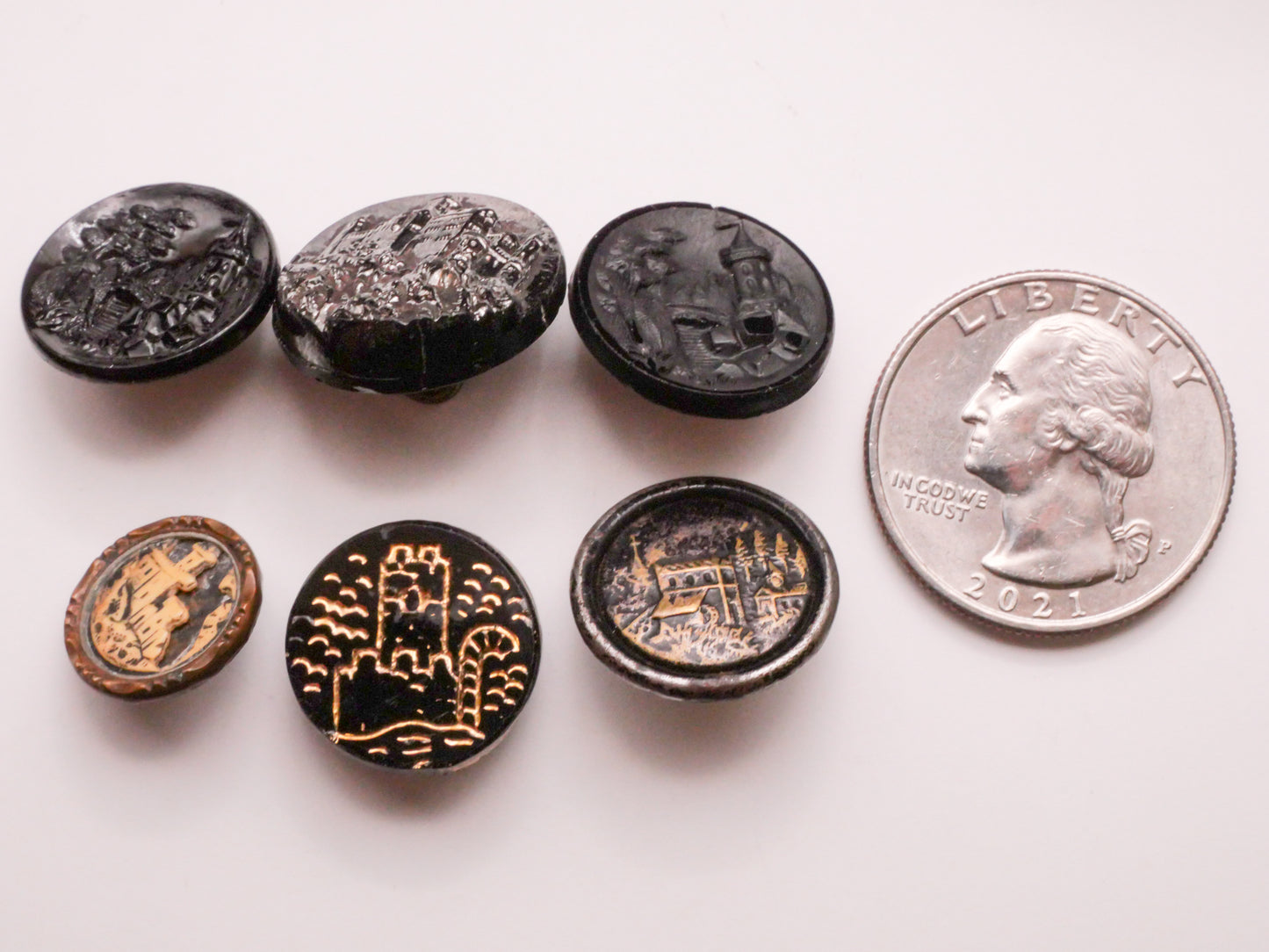 Castle Landscape Antique Button Various 14-19mm