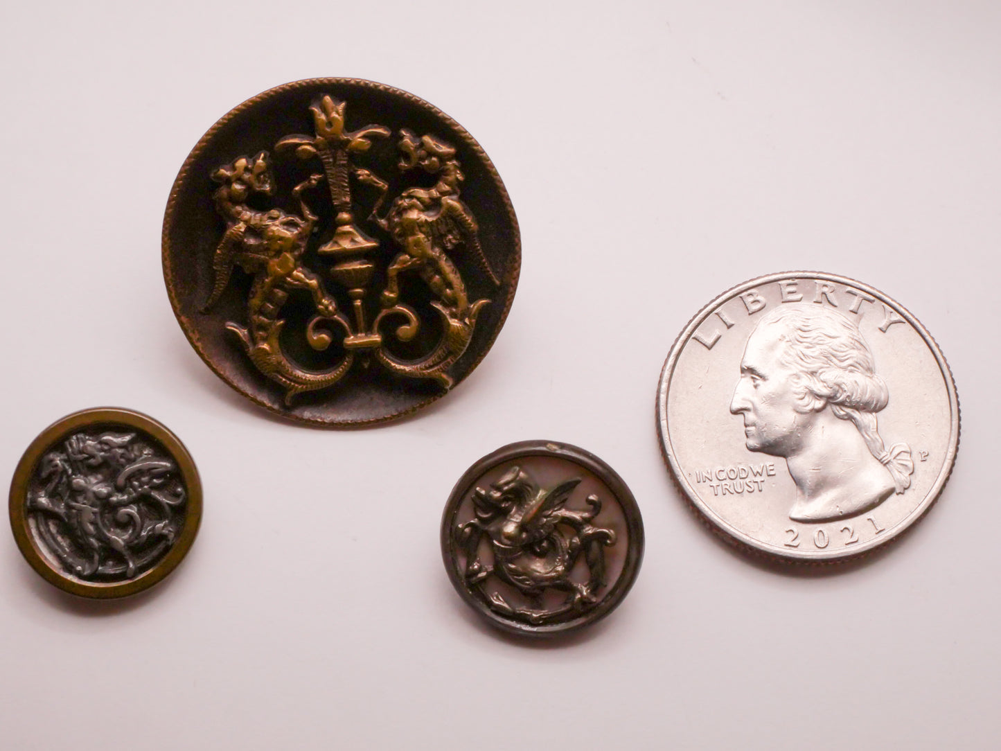 Dragon Mythological Victorian Metal Button Various 15-28mm