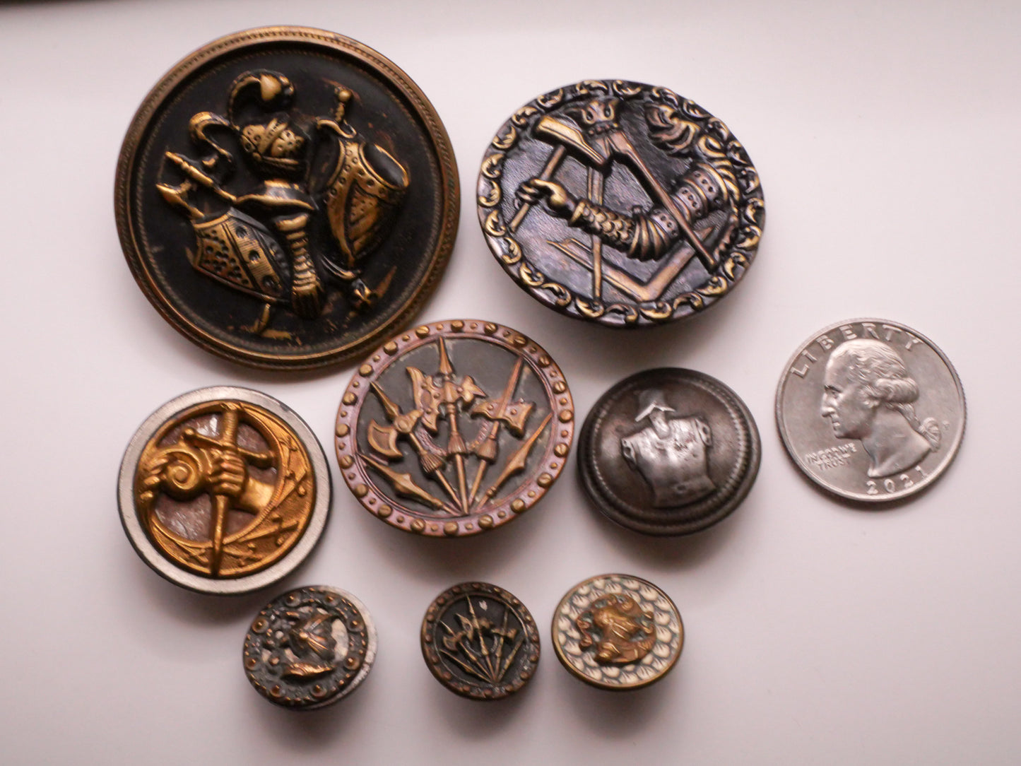 Weapons Armor Knights Victorian Metal Button Various 16-45mm