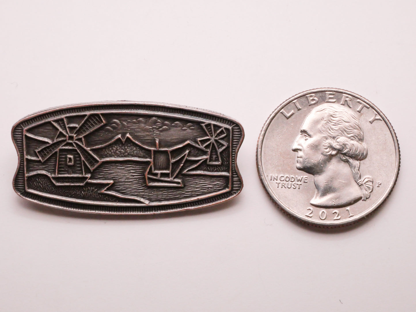 Windmill Ship Boat Landscape Steel Large Toggle Button 19x39mm