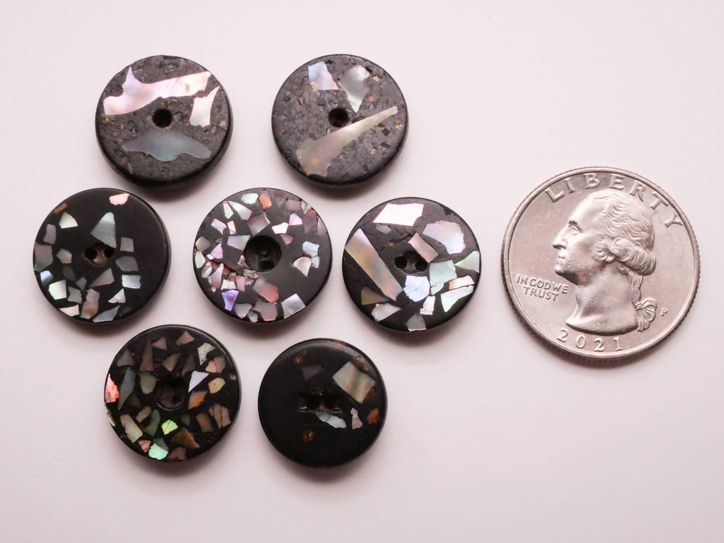 Shell Mother of Pearl Fragment Fleck Composition Button Various 16-17mm