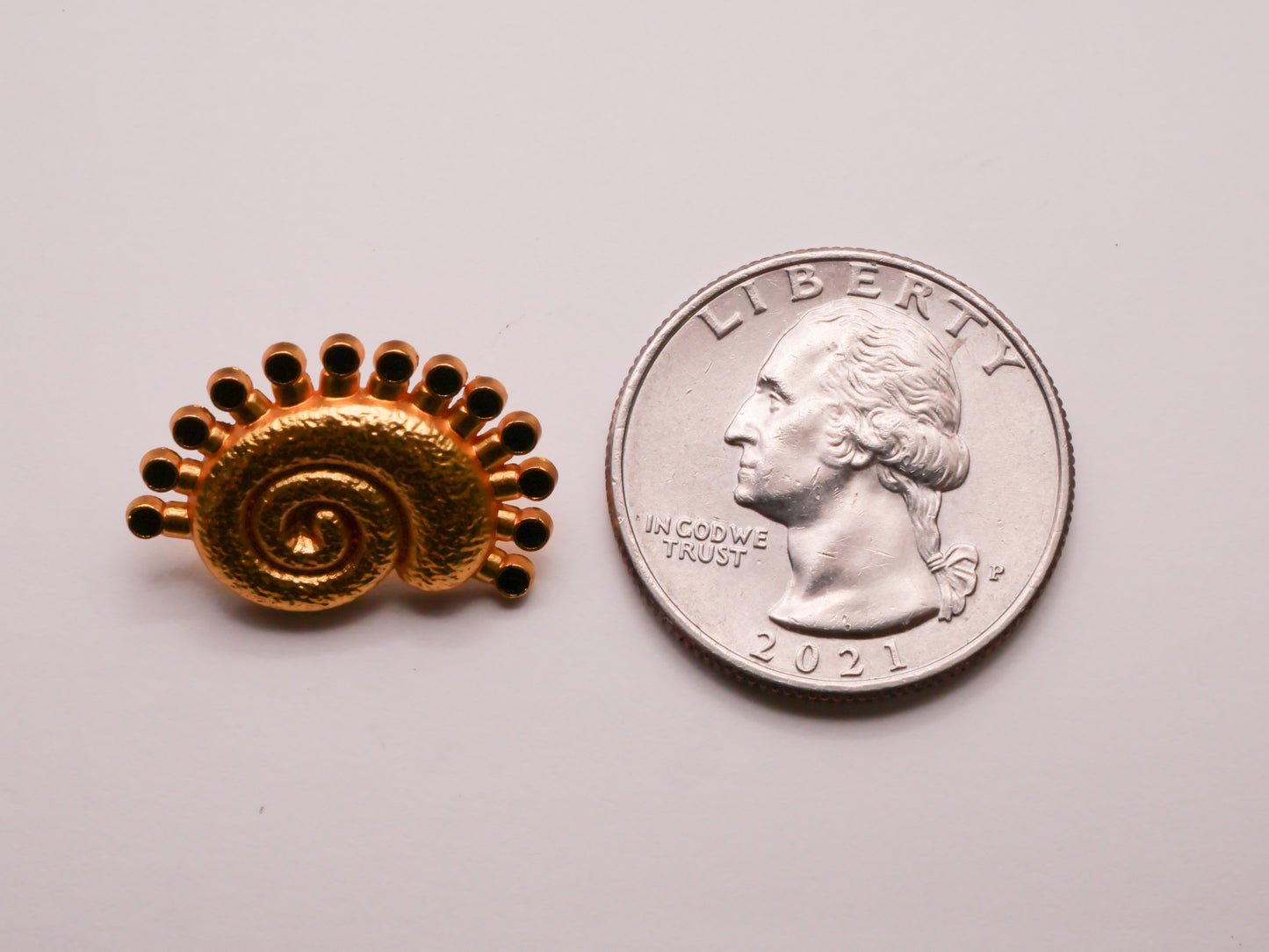 Nautilus Shell Bright Gold Metal Button 15x22mm