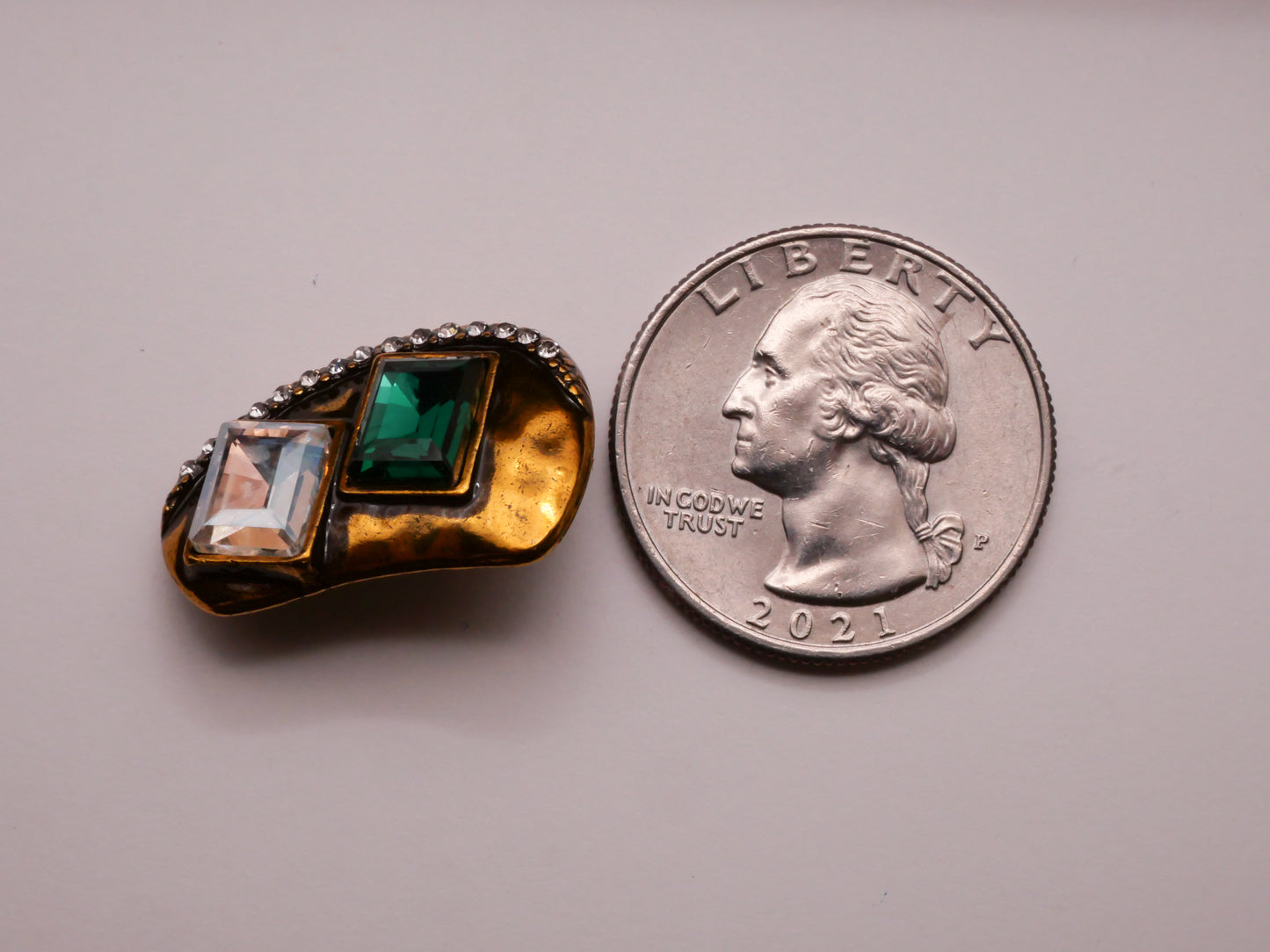 Art Deco Rectangle Rhinestones Abstract Metal Button 16x24mm