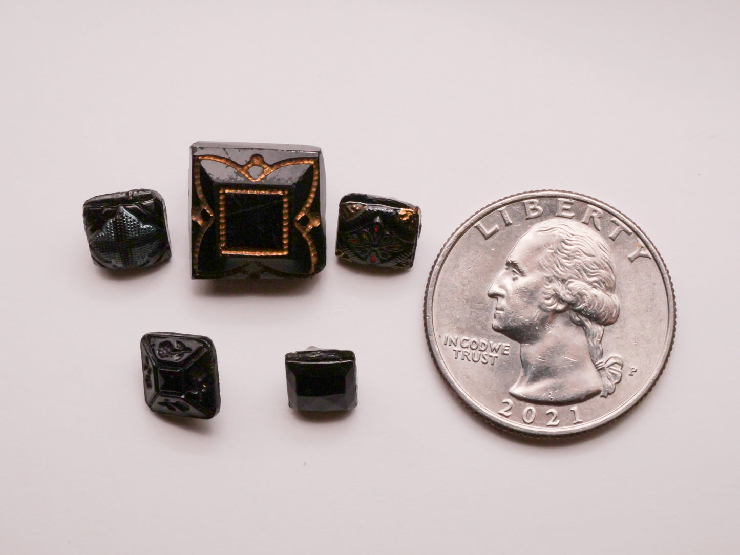 Square Diamond Shape Black Glass Button Various 7-13mm
