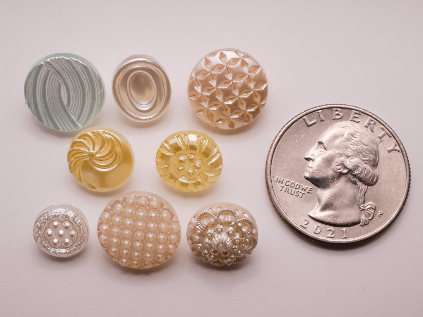 Pearlized Finish Vintage Glass Button Various 9-14mm
