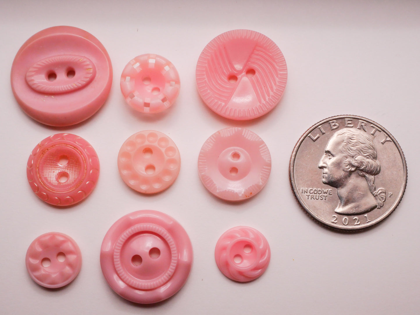 Pale Pink Housecoat Vintage Plastic Button Various 11-22mm