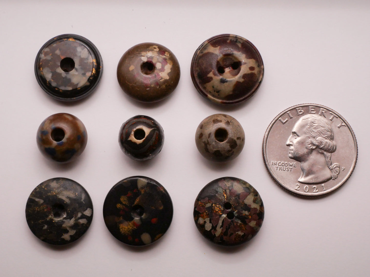 Rock Look Composition Fleck Early Plastic Button Various 12-19mm