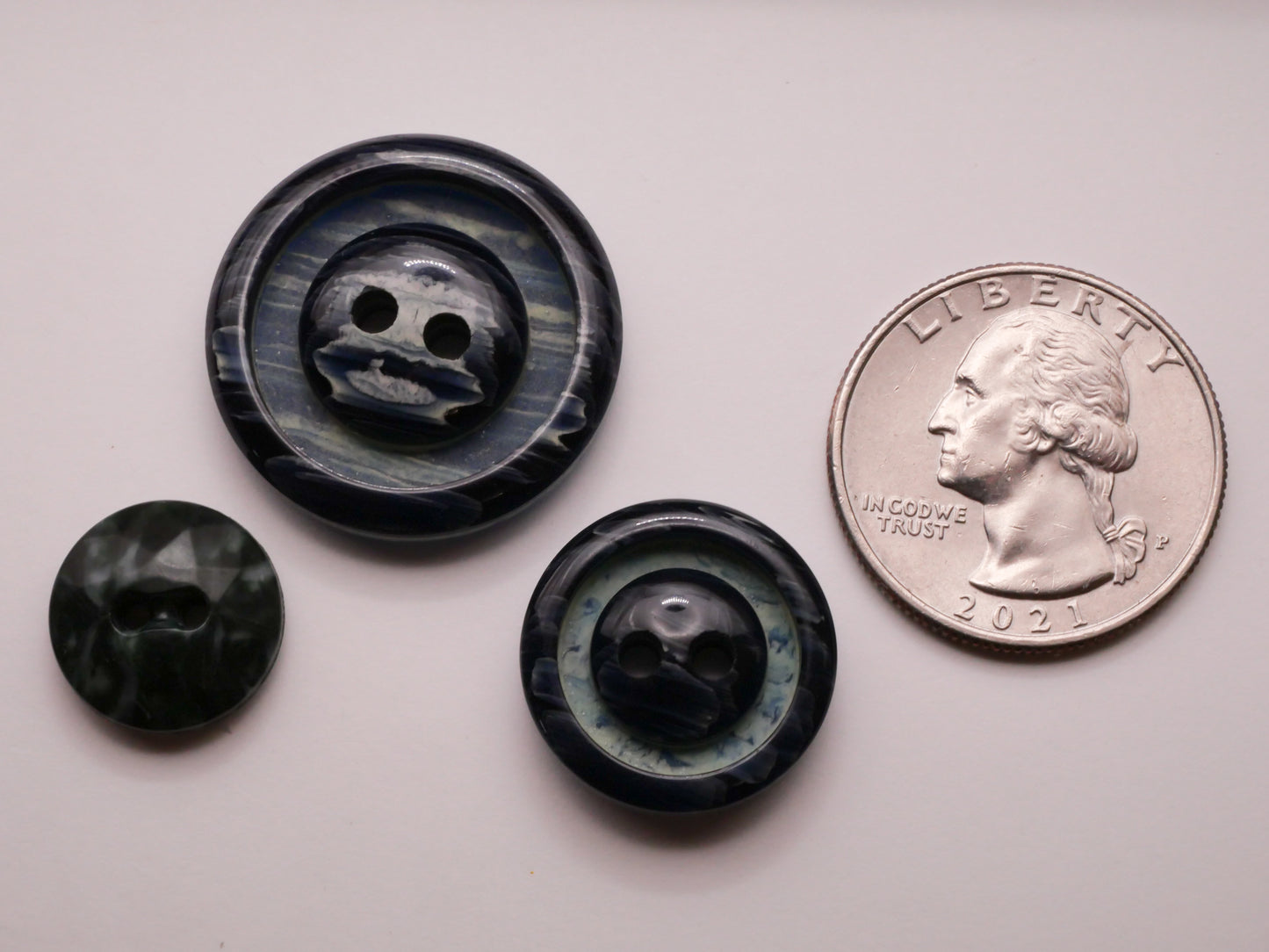 Water Look Blue Vintage Plastic Button Various 14-25mm