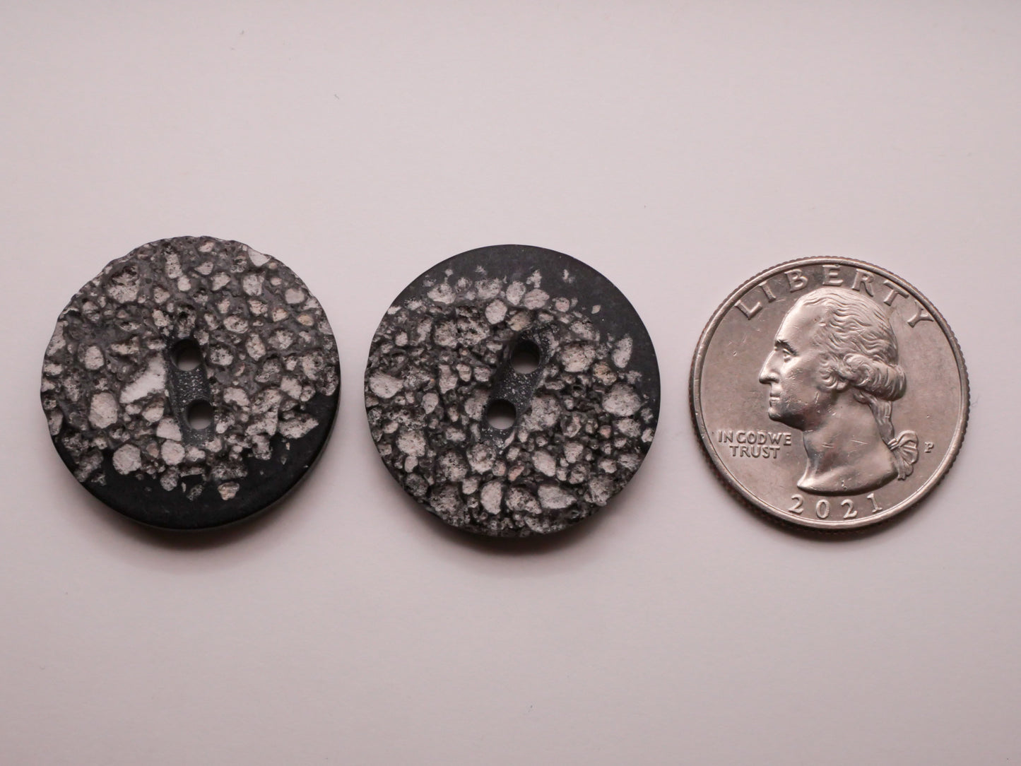 Stone Gravel Look Grey Plastic Pair of Buttons 25mm