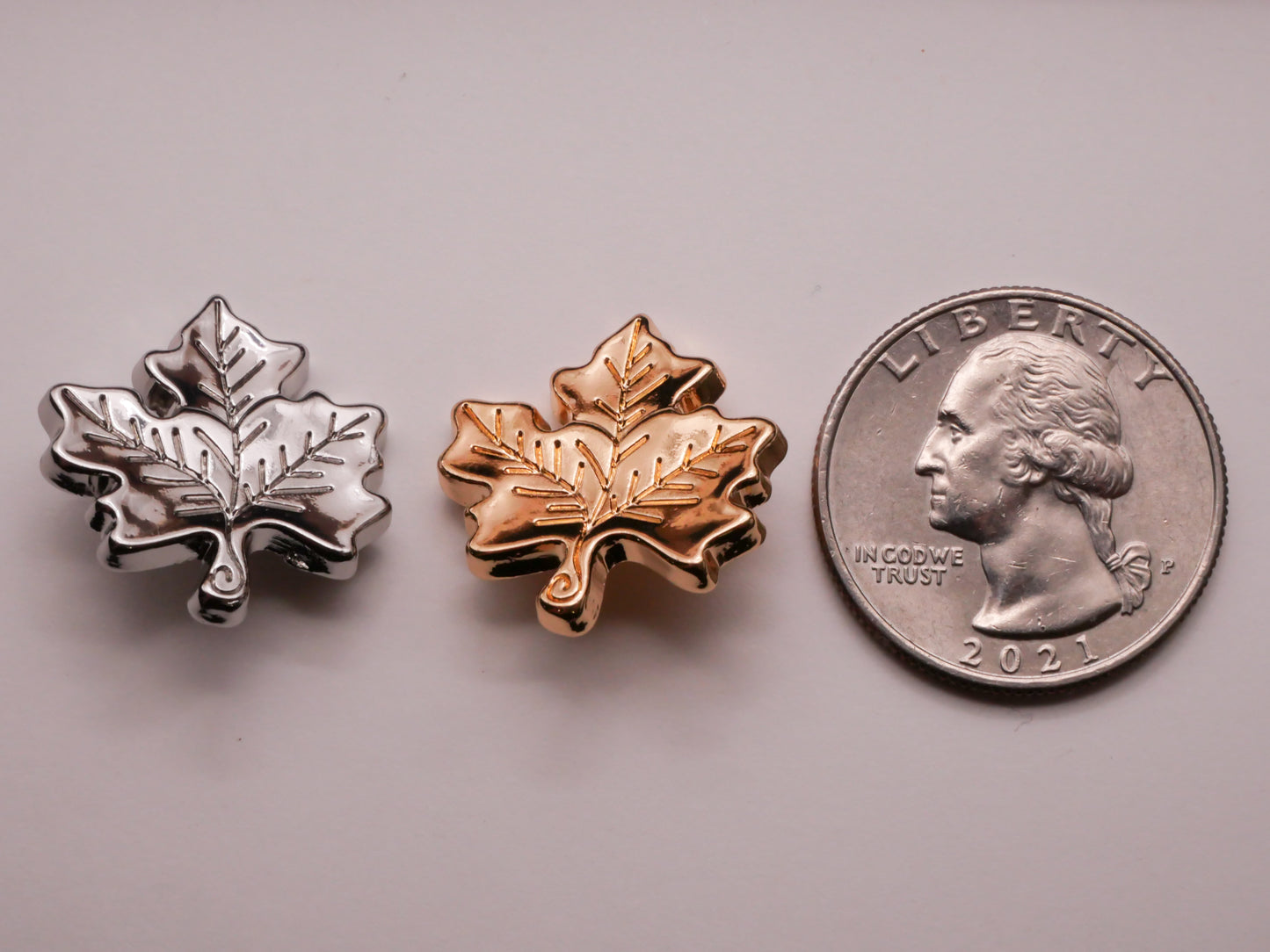 Maple Leaf Shiny Metal Button Various 21mm