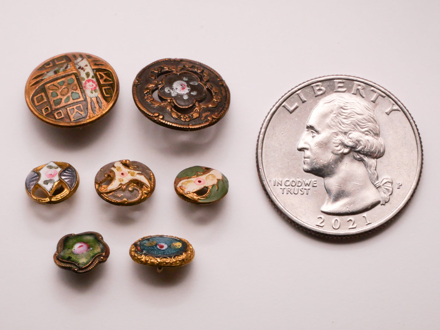 Rosebud Rose Flower Enamel Victorian Metal Button Various 7-14mm