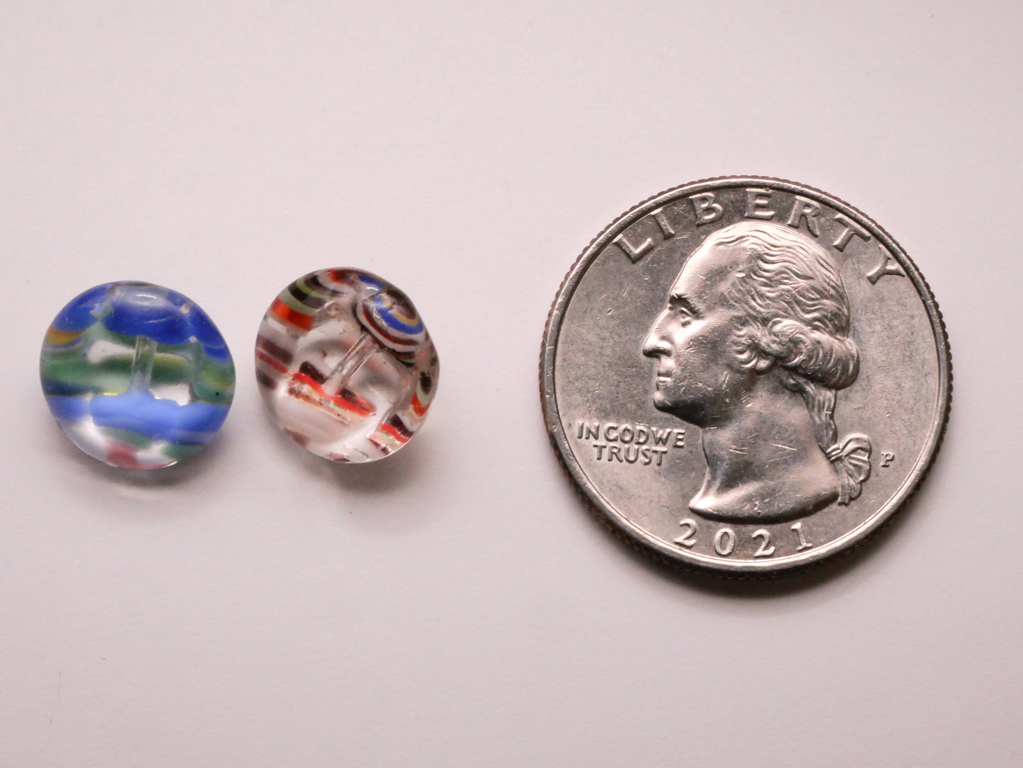 Stripe Dig Dug Small Round Glass Button Various 11mm