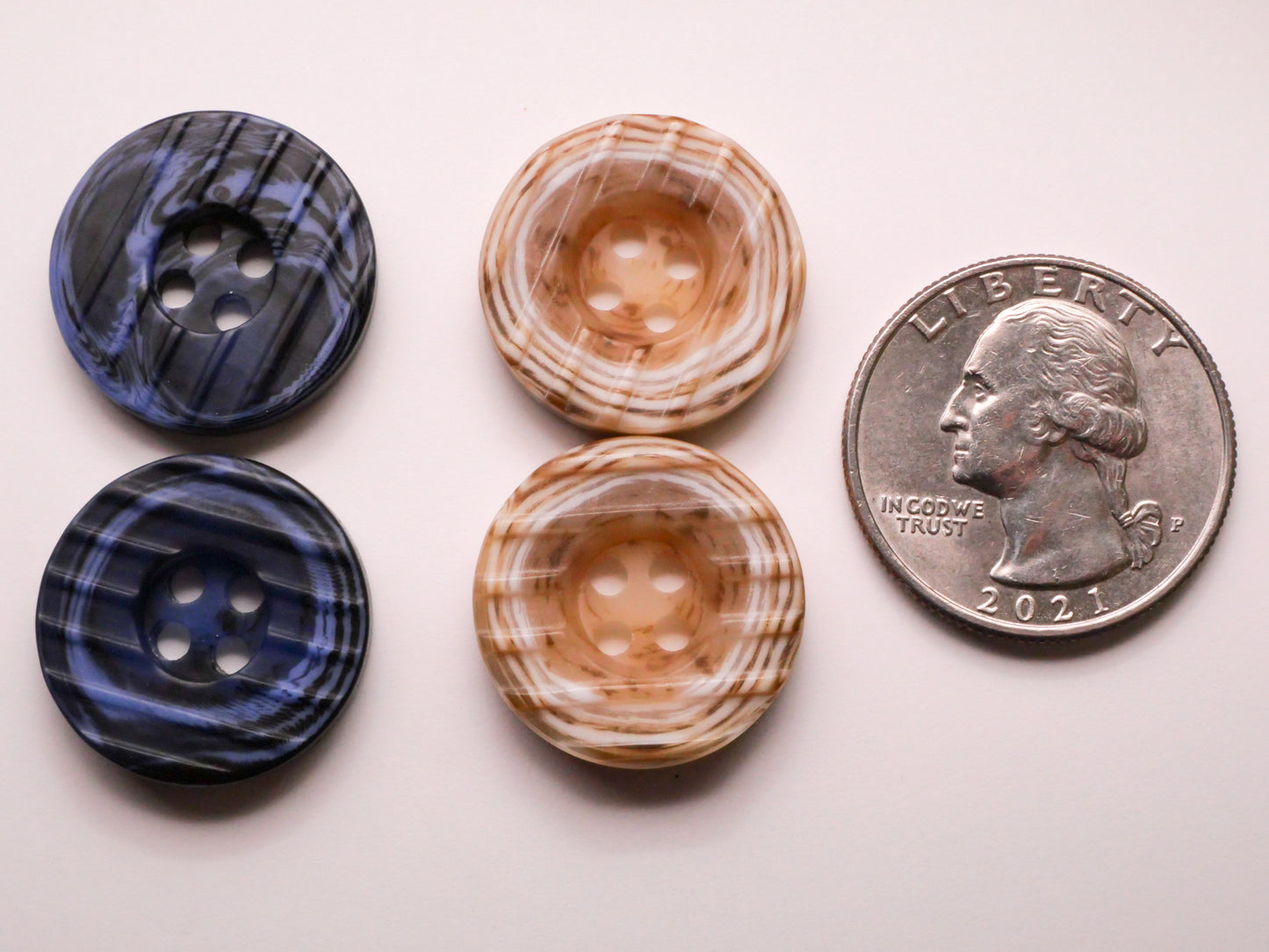 Ocean or Sand Two-Tone Plastic Pair of Buttons Various 20mm