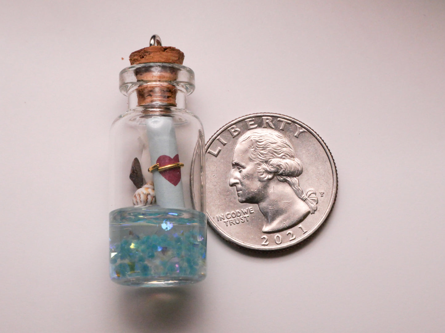 Message in a Bottle Glass Cork Pendant Charm Embellishment 16x42mm