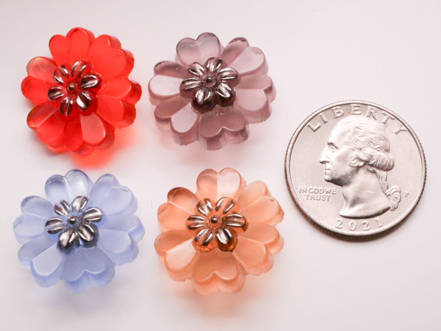 Flower Shape Vintage Glass Rosette Shank Button Various 21mm