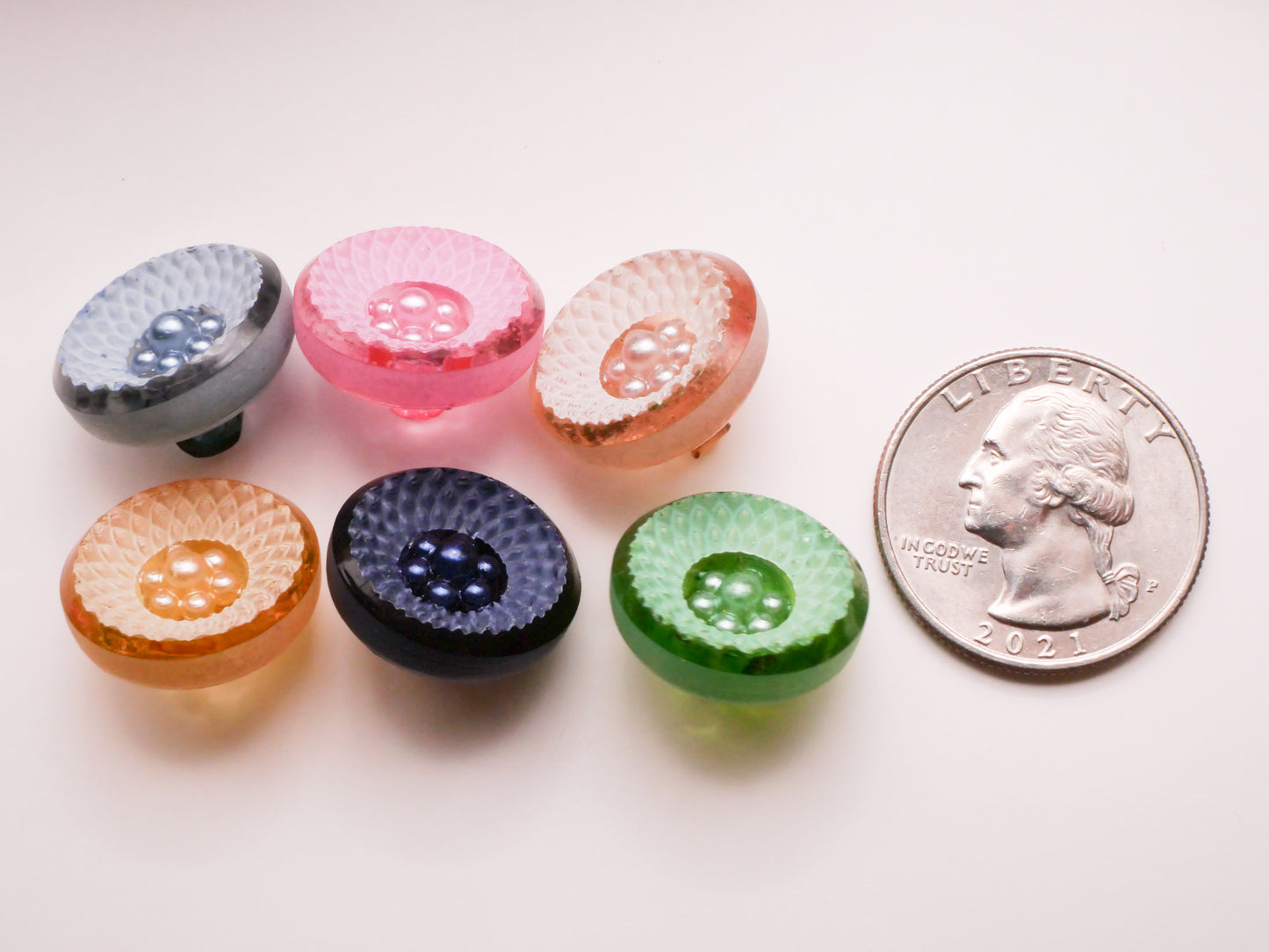 Frosted Pearl Center Celluloid Early Plastic Button Various 18mm