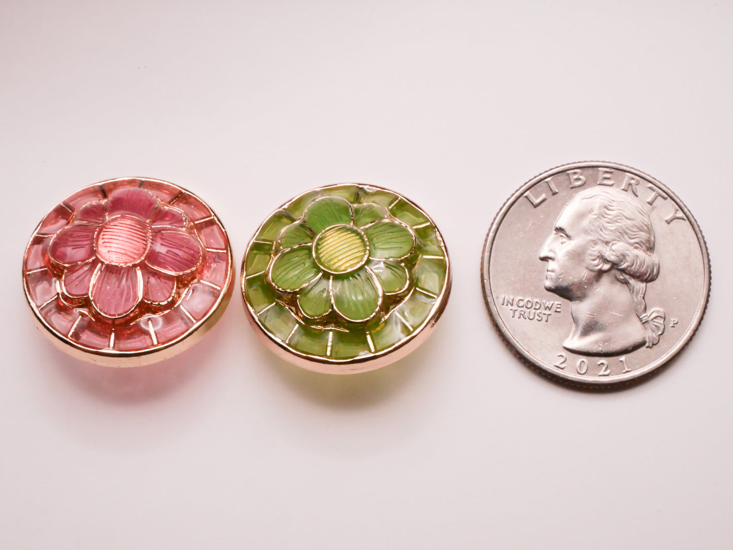 Flower Stained Glass Look Resin Metal Button Various 22mm
