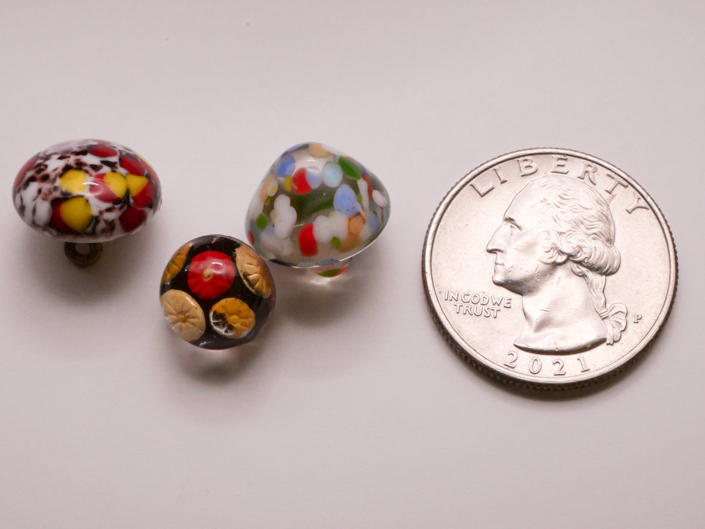 Spotted Dots Vintage Glass Button Various 11-14mm