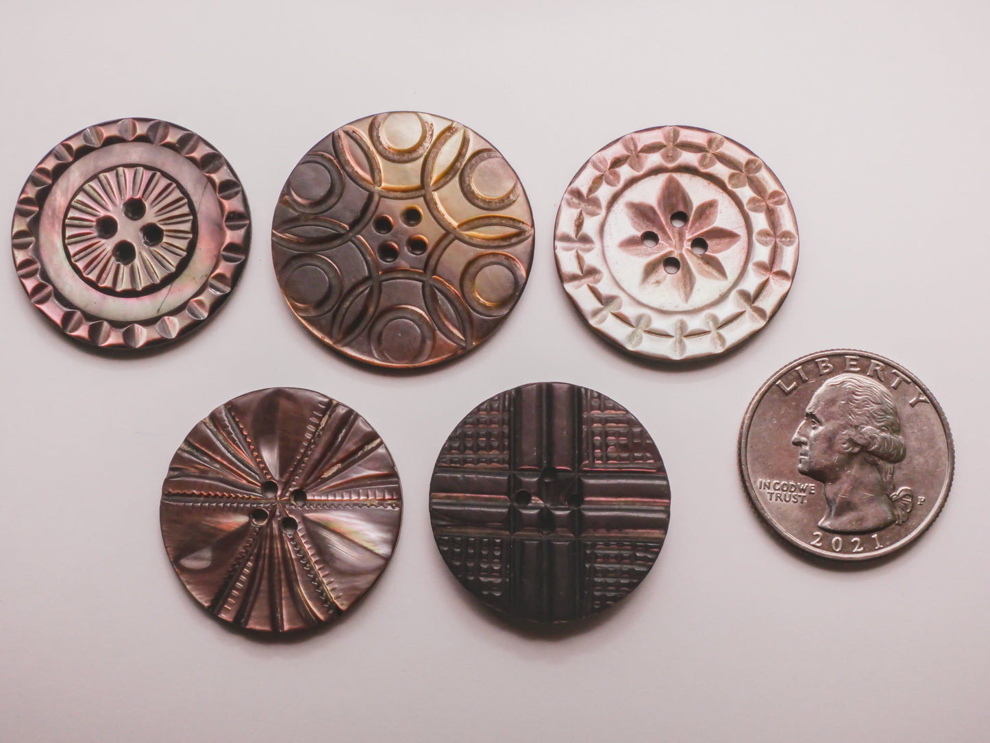 Radial Design Smokey Mother of Pearl Shell Button Various 27-30mm