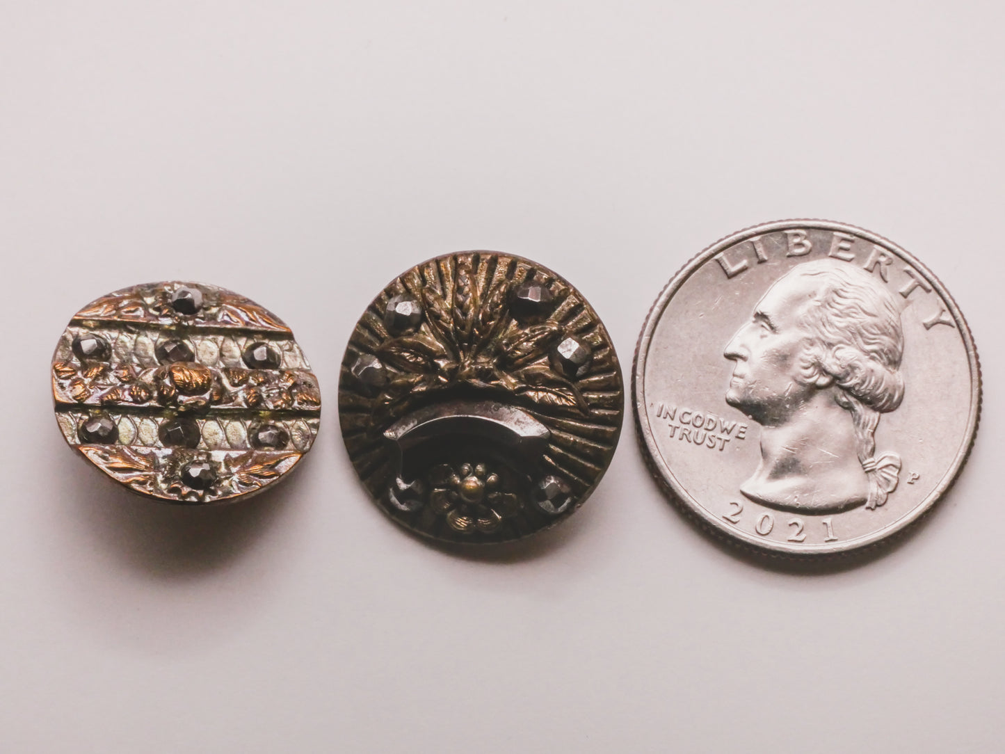 Flower Floral Steel-Cut Metal Button Various 19-21mm