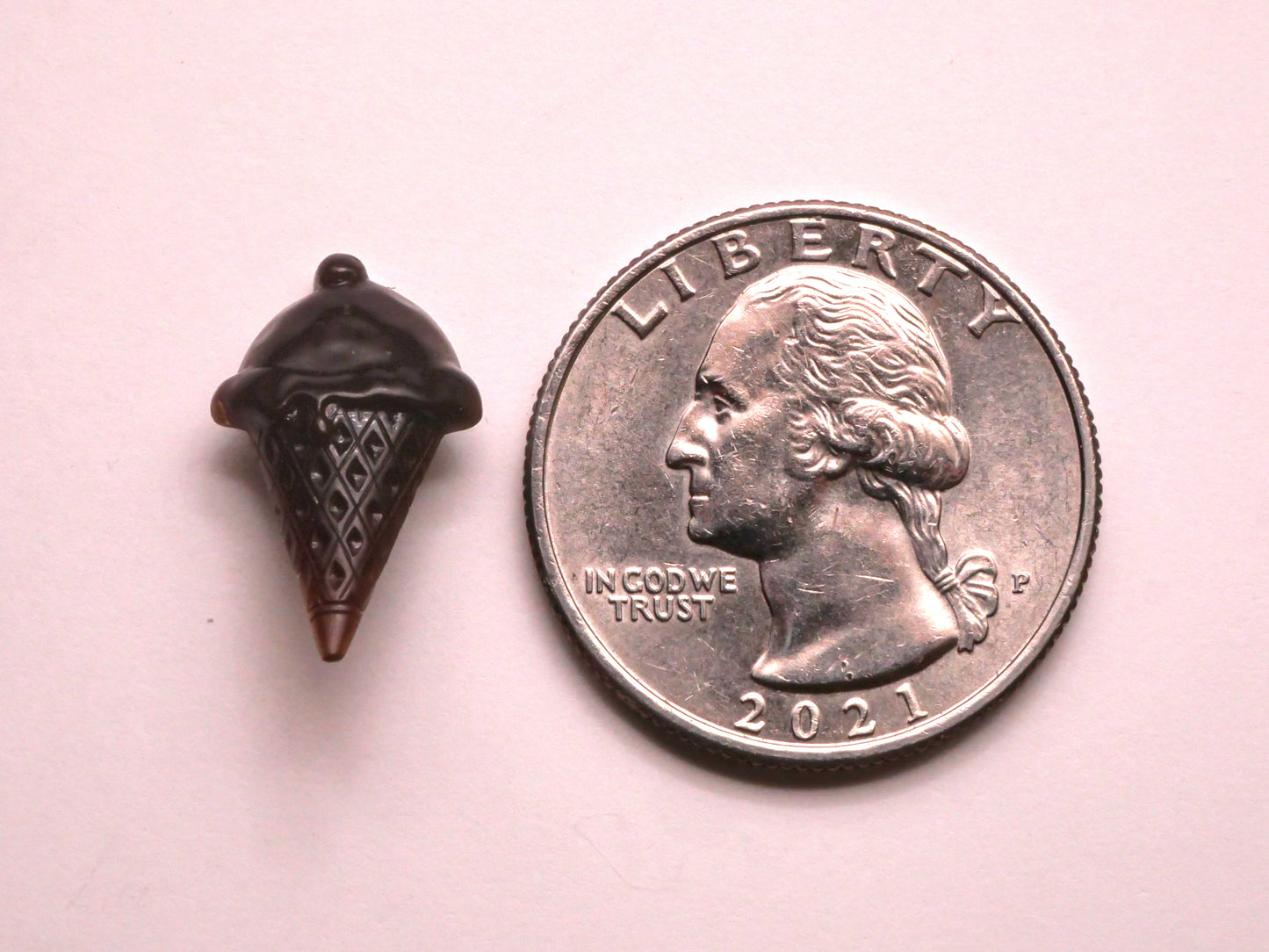 Ice Cream Cone Chocolate Brown Goofie Goofy Plastic Button 11x19mm