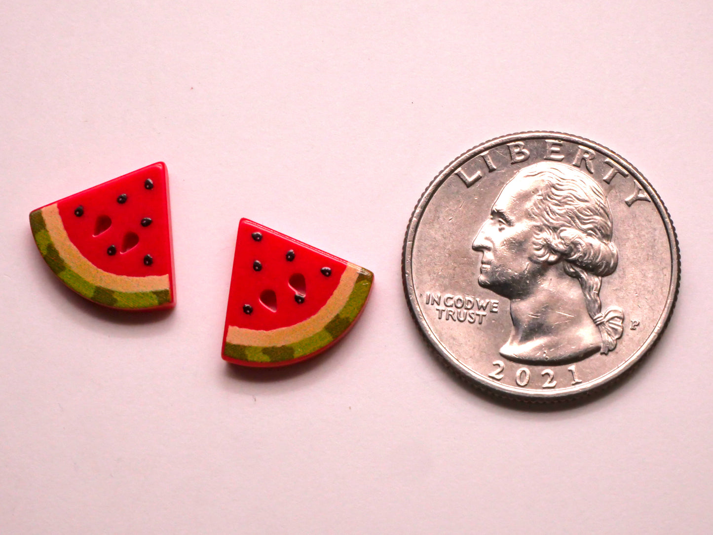 Watermelon Seeds Sew-Thru Plastic Pair of Buttons 14x15mm