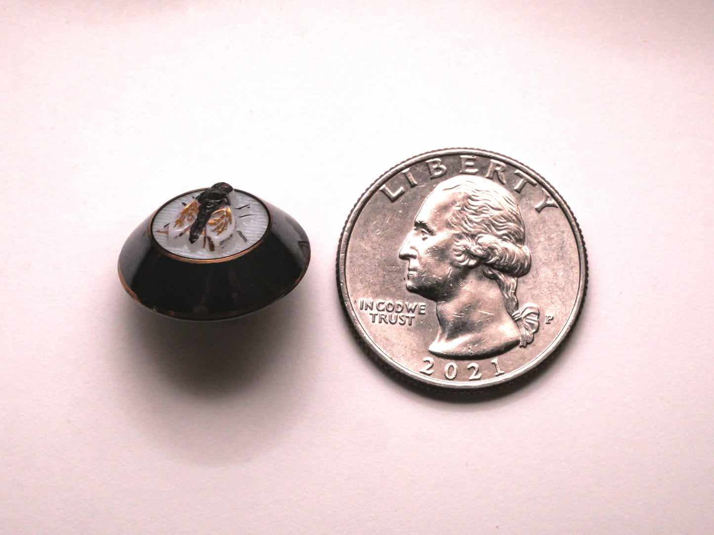 Fly Insect Hand-Painted Glass Metal Setting Button 18mm