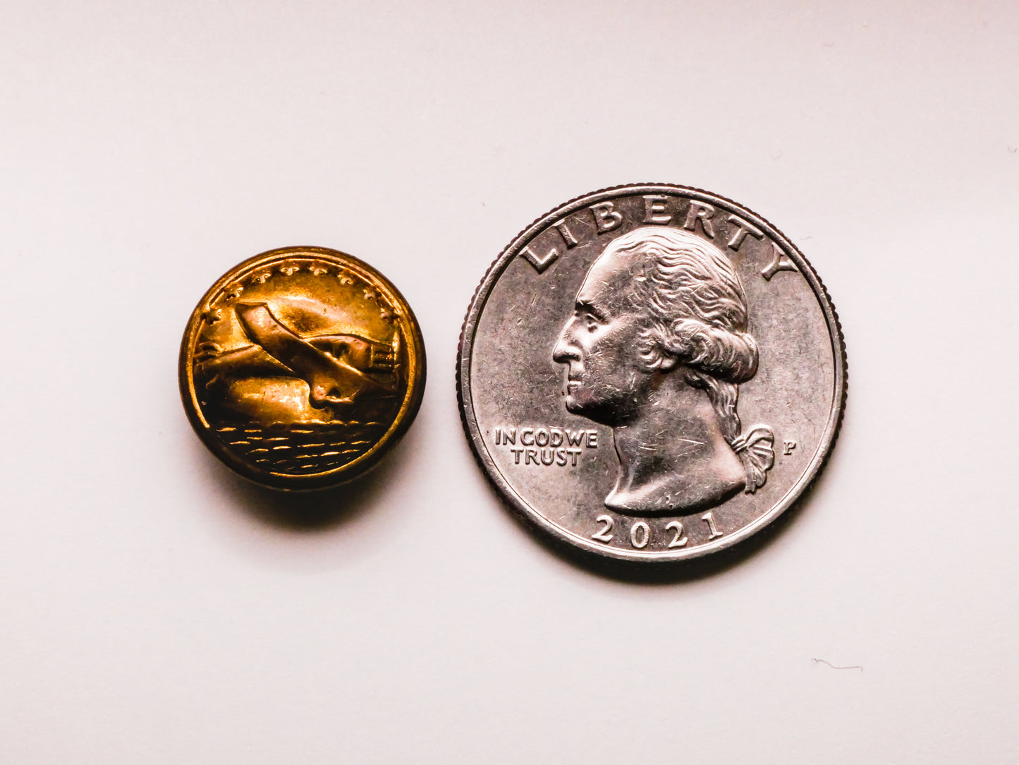 Airplane Plane Ocean Scene Stars Brass Metal Button 15mm