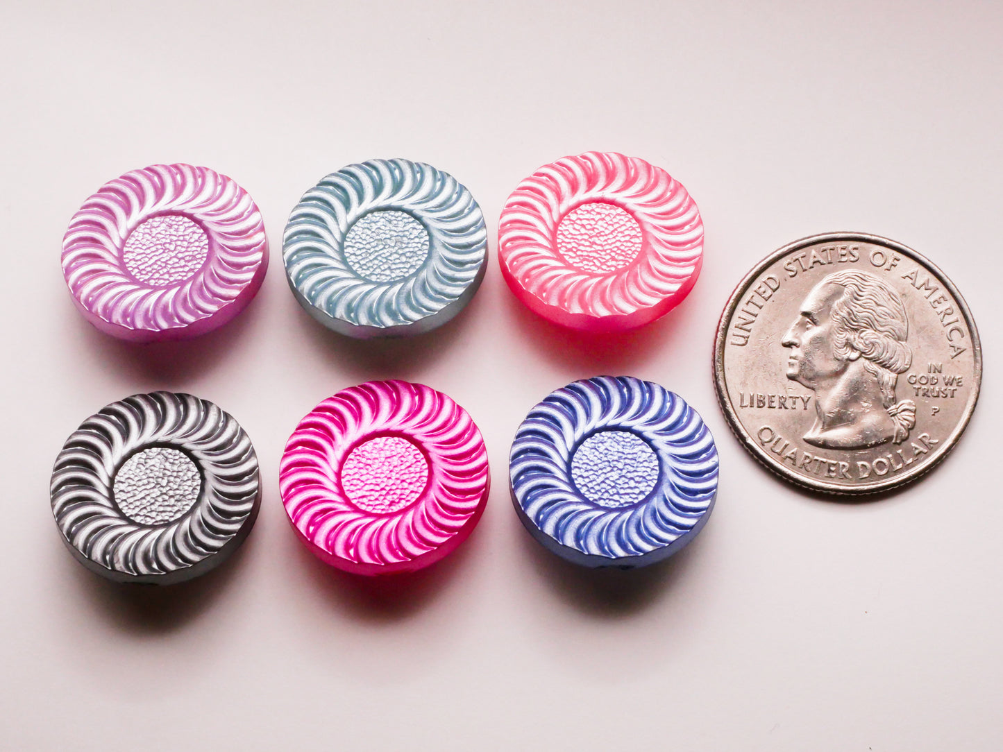 Sun Pearlescent Plastic Vintage Button Various 19mm