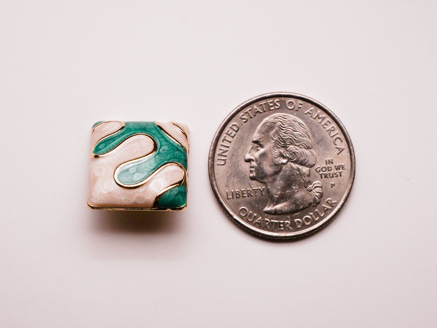 Dripping Water Look Enamel Square Metal Button 16mm