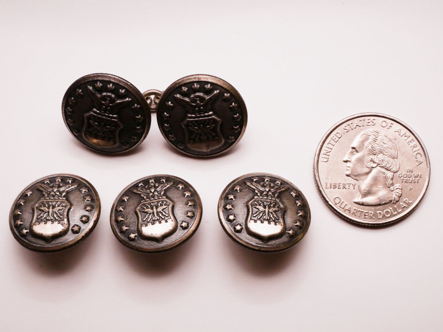 Air Force Eagle Shield Stars Metal Button Various 19mm