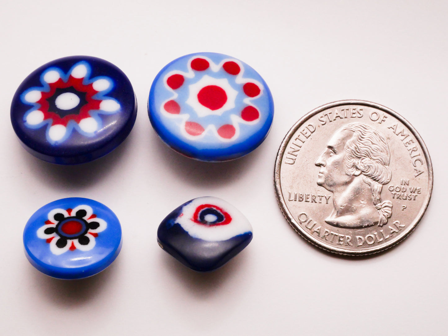 Patriotic Cane Design Red White Blue Vintage Plastic Button Various 13-19mm