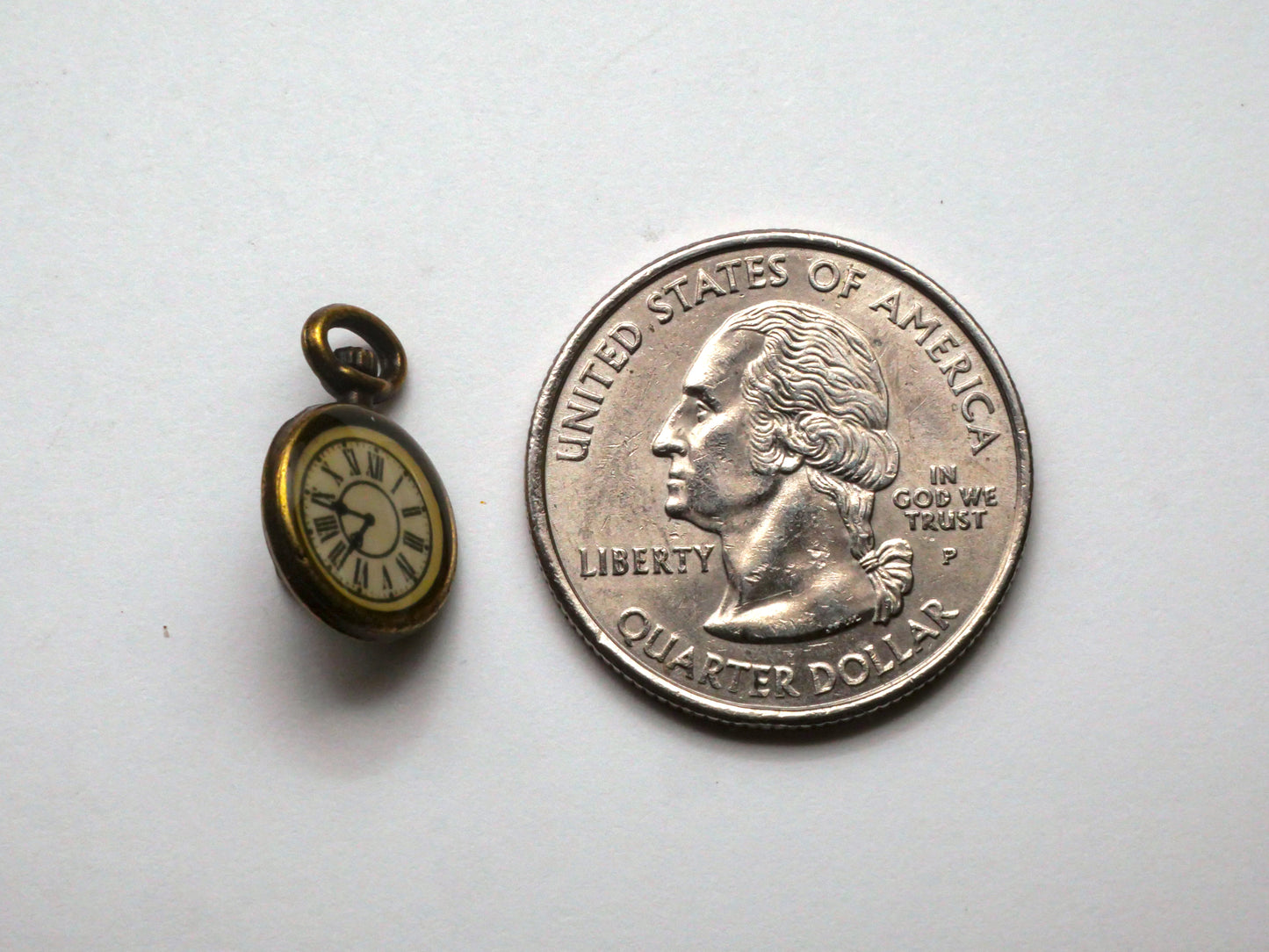 Pocket Watch Clock Face Bronze Colored Metal Button 11x17mm
