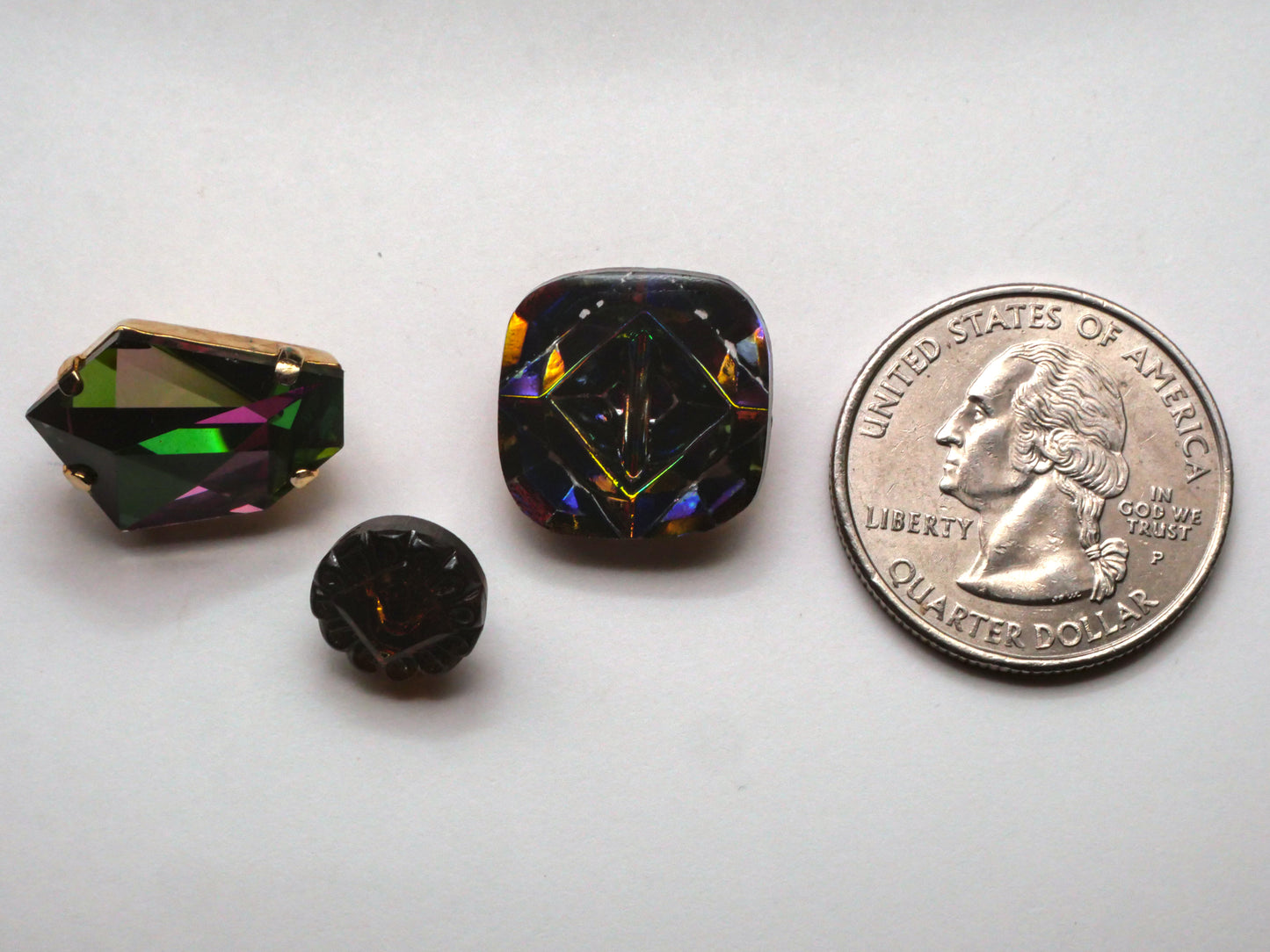 Rainbow Iridescent Vintage Glass Button Various 10-18mm
