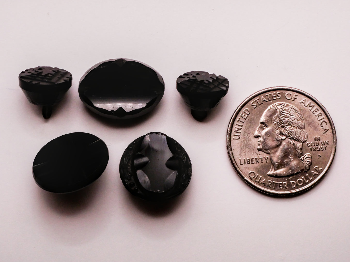 Tribal Look Cut Black Glass Button Various 12-19mm