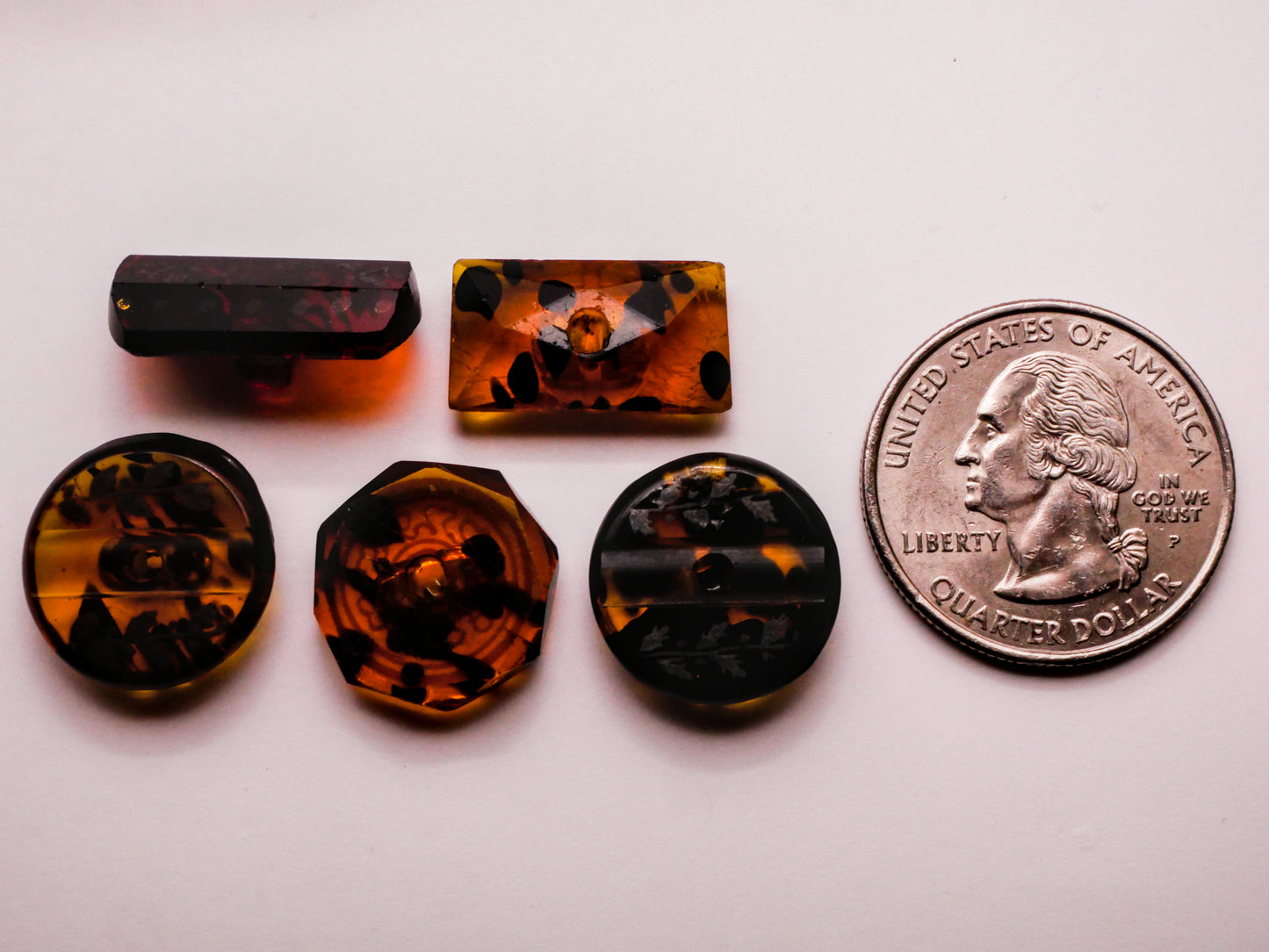 Tortoiseshell Look Antique Glass Button Various 11-20mm