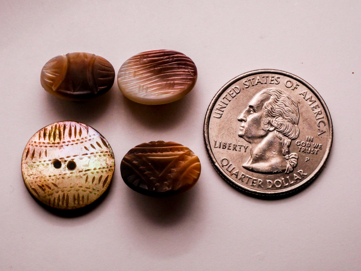 Tribal Design Carved Etched Mother of Pearl Button Various 14-17mm