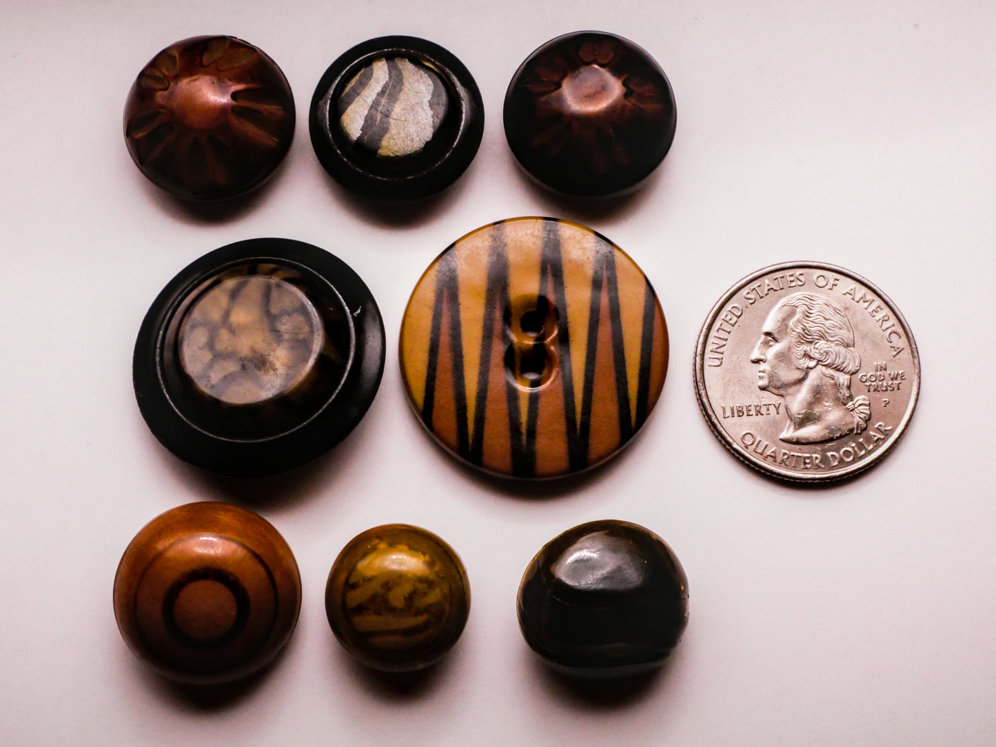 Tribal Look Celluloid Early Plastic Vintage Button Various 15-29mm