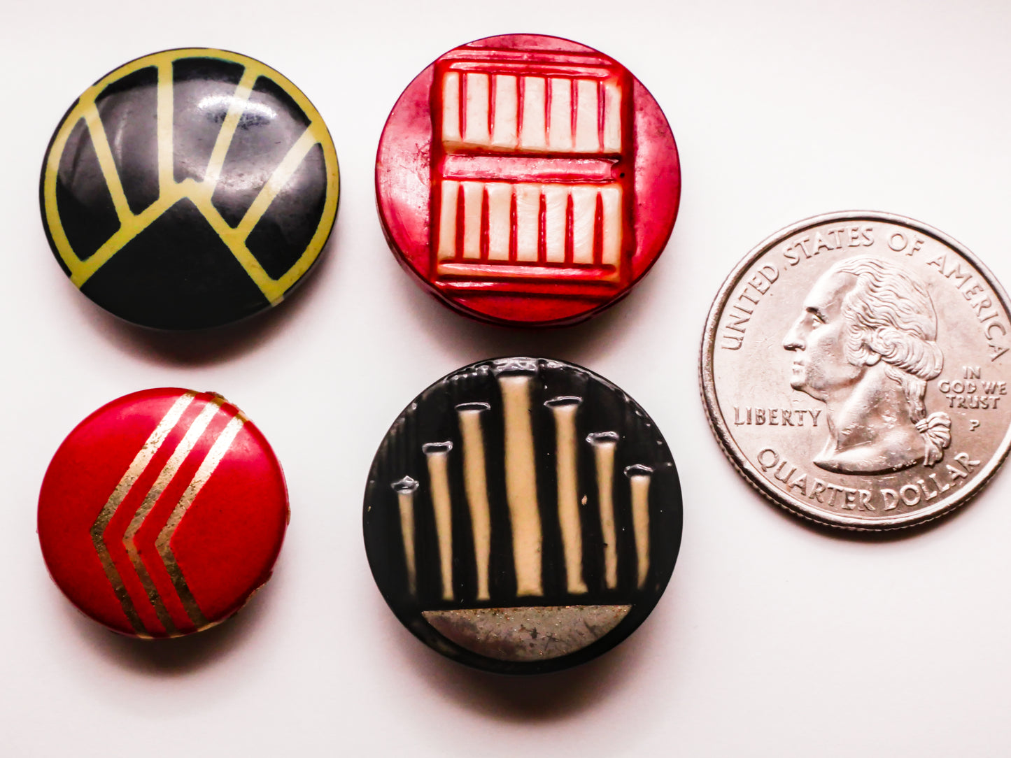 Art Deco Two-Tone Celluloid Early Plastic Button Various 18-23mm
