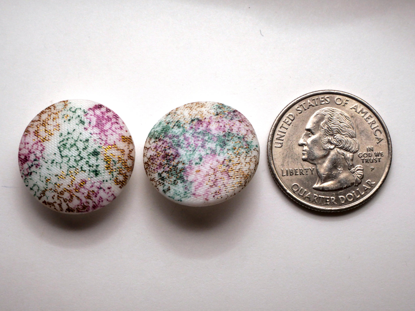 Splatter Paint Look Vintage White Glass Button Various 22-23mm